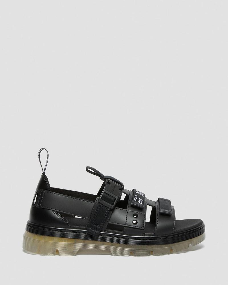 Black Men's Dr Martens Pearson Iced Casual Strap Sandals | CA 640VRW